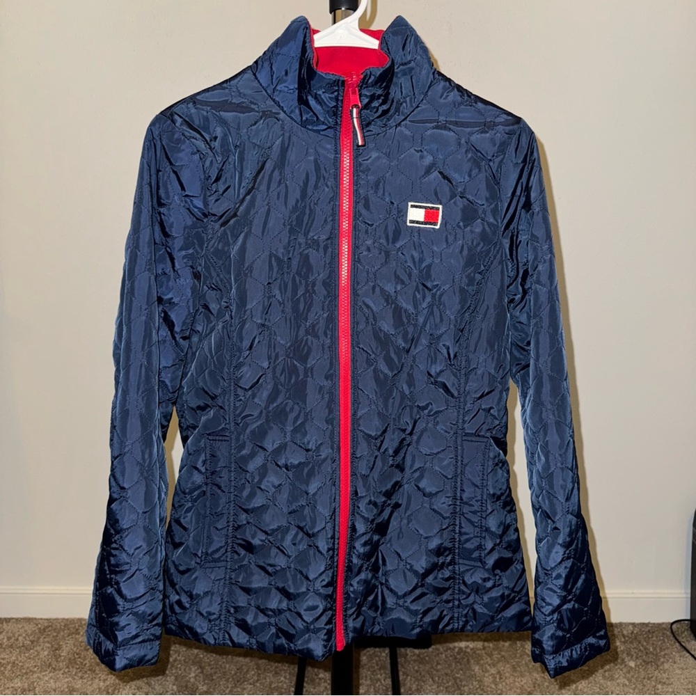 Tommy Hilfiger Womens Y2K Full Zip Outdoor Blue Hiking Coat Jacket Size Small